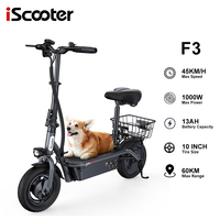 iScooter F3 Foldable Adult Electric Scooter with Seat E-Scooter 45KM/H Electric Kick Scooter 1000W Skateboards Kickboard