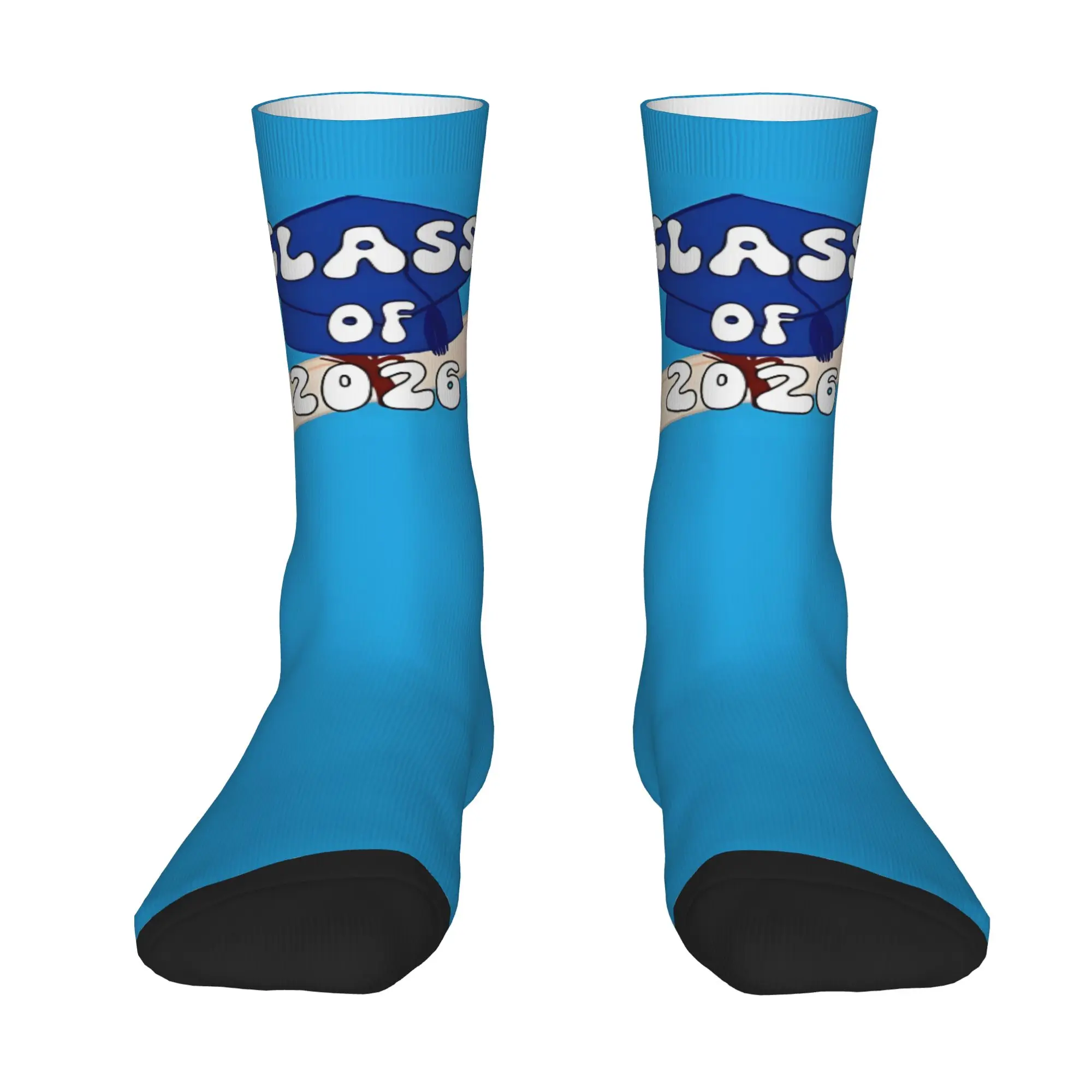 Funny Sock Graduation in 2026 Class Of 2026 Blue Vintage Quality Pattern Printed Men Crew Socks Novelty Men's Socks
