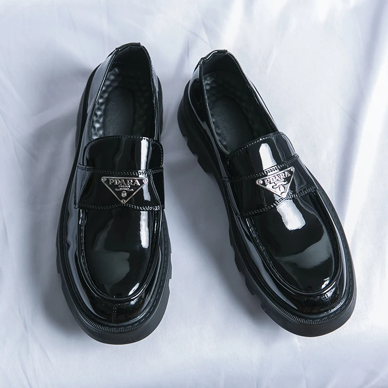 New Men Business Dress Shoes Black Thick soled Wear resistant One Step Business Fashion Brand Lefu Shoes 38-45 Men Shoes