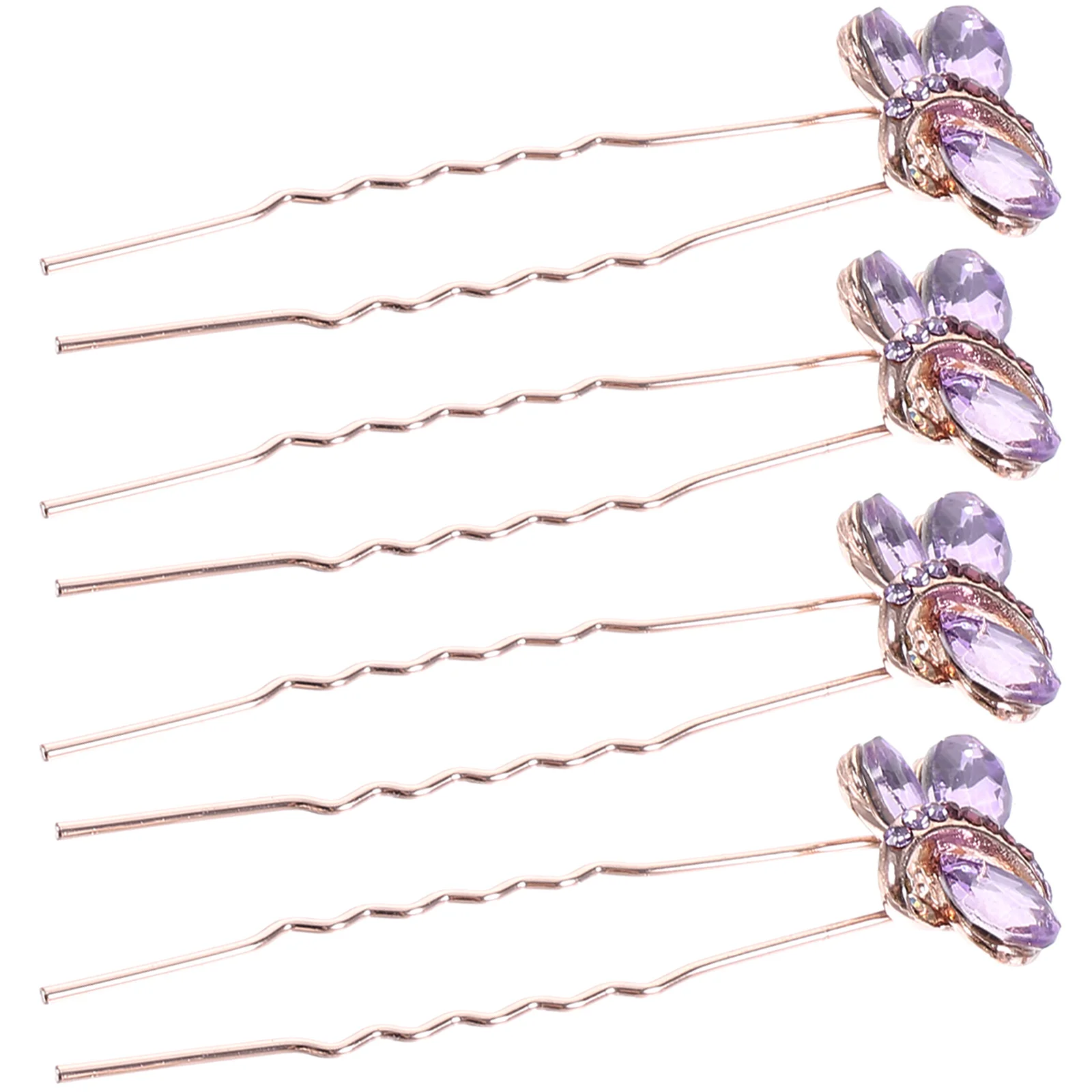 

Rhinestone Hairpin Large Women Pink U Type Spring Ponytail Clip Flower Hair Accessories Brides Wedding Decorative Pins
