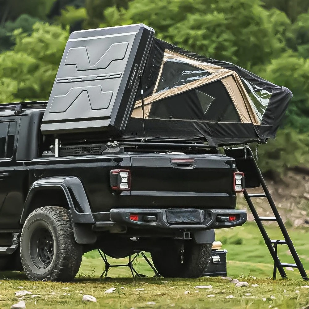 

Aluminum Waterproof Foldable and Pop-up Hard Shell Unique 3-dimension Shell Hard Rooftop Tent for 2-3 Person