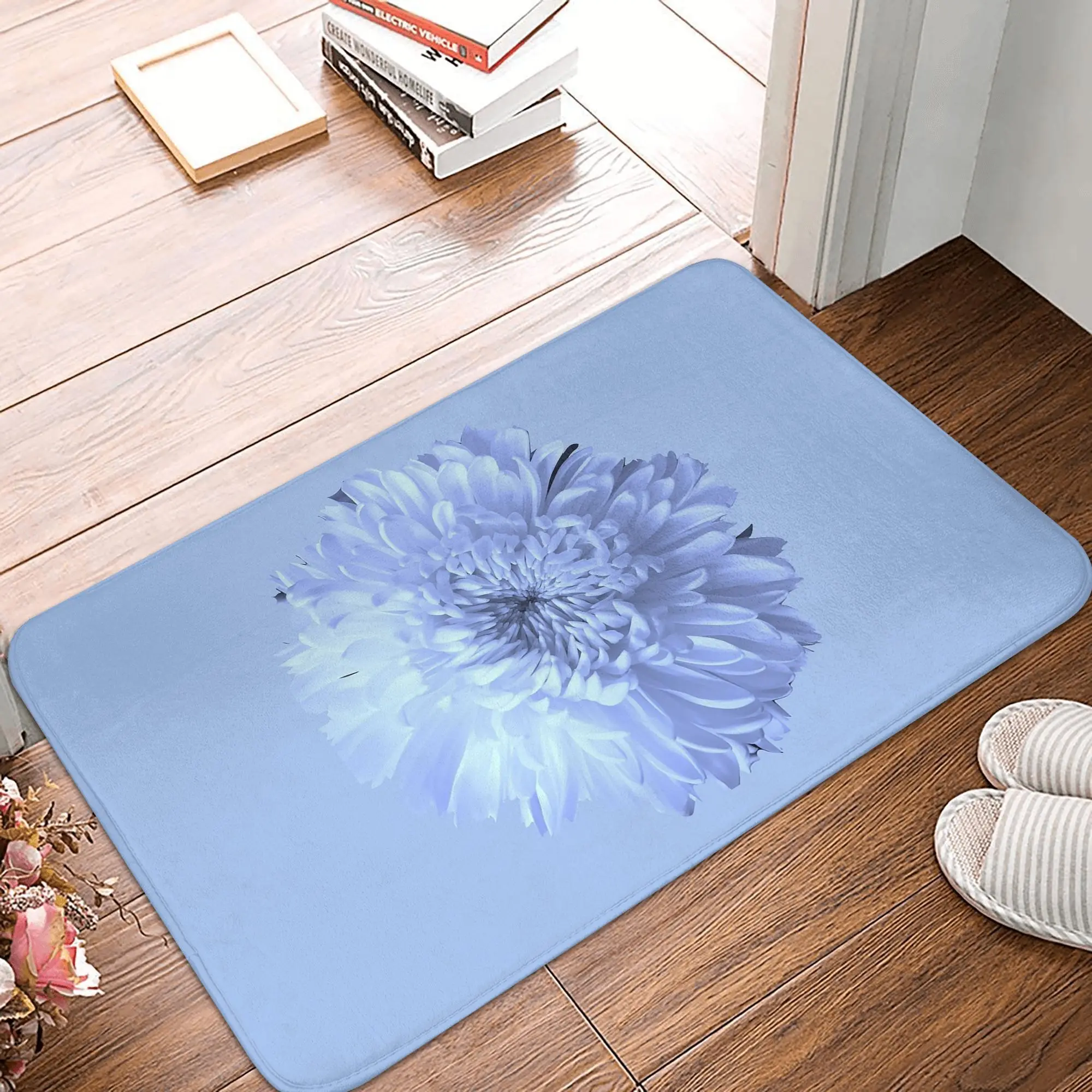

Blue Flower Non-slip Doormat Floor Mat Sand Scraping Carpet Rug for Kitchen Entrance Home Balcony Footpad Mats
