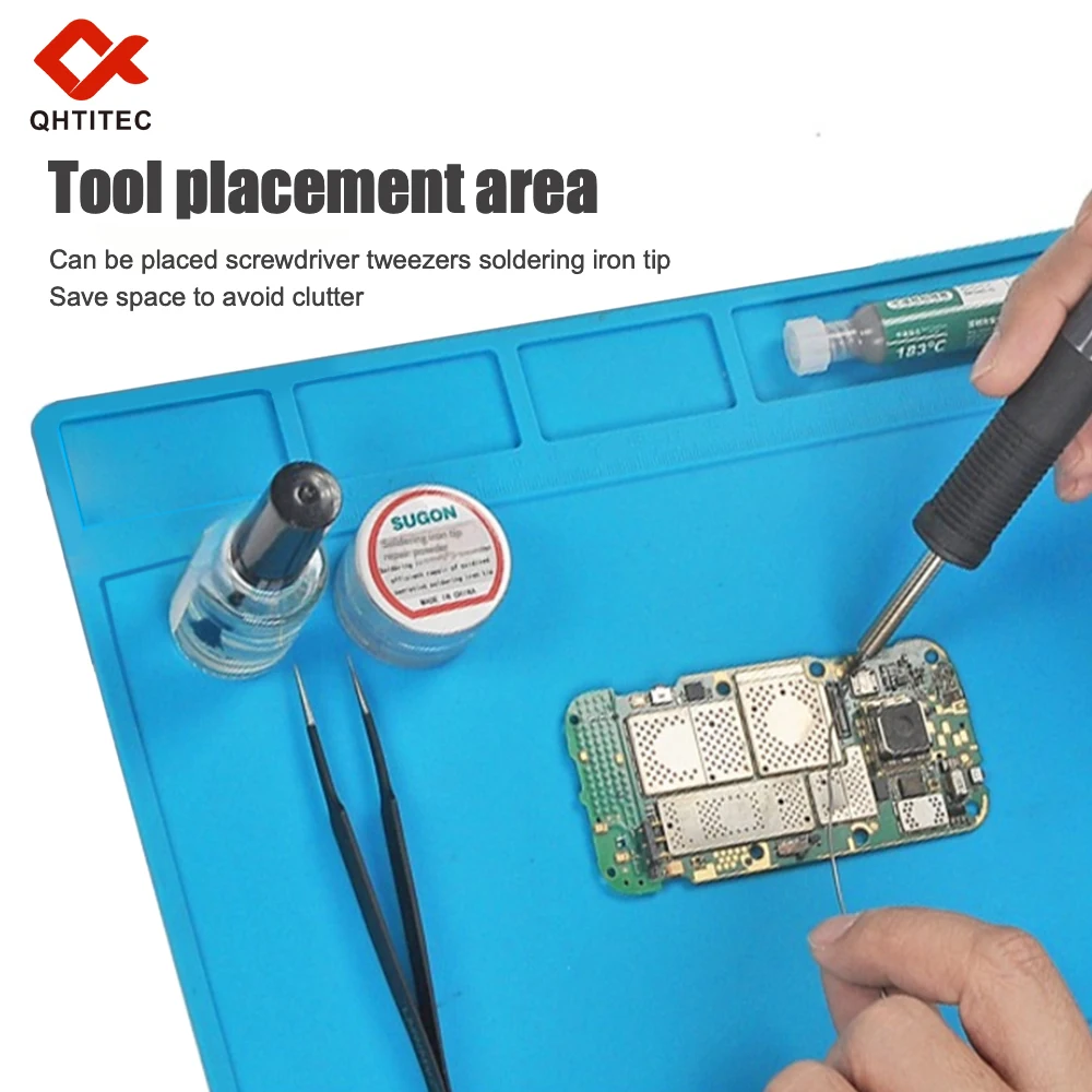 Soldering Station Mat Silicone Work Mat Heat Resistant 932°F Anti-Static Magnetic Mat for Electronic Phone Watch BGA Repair Pad