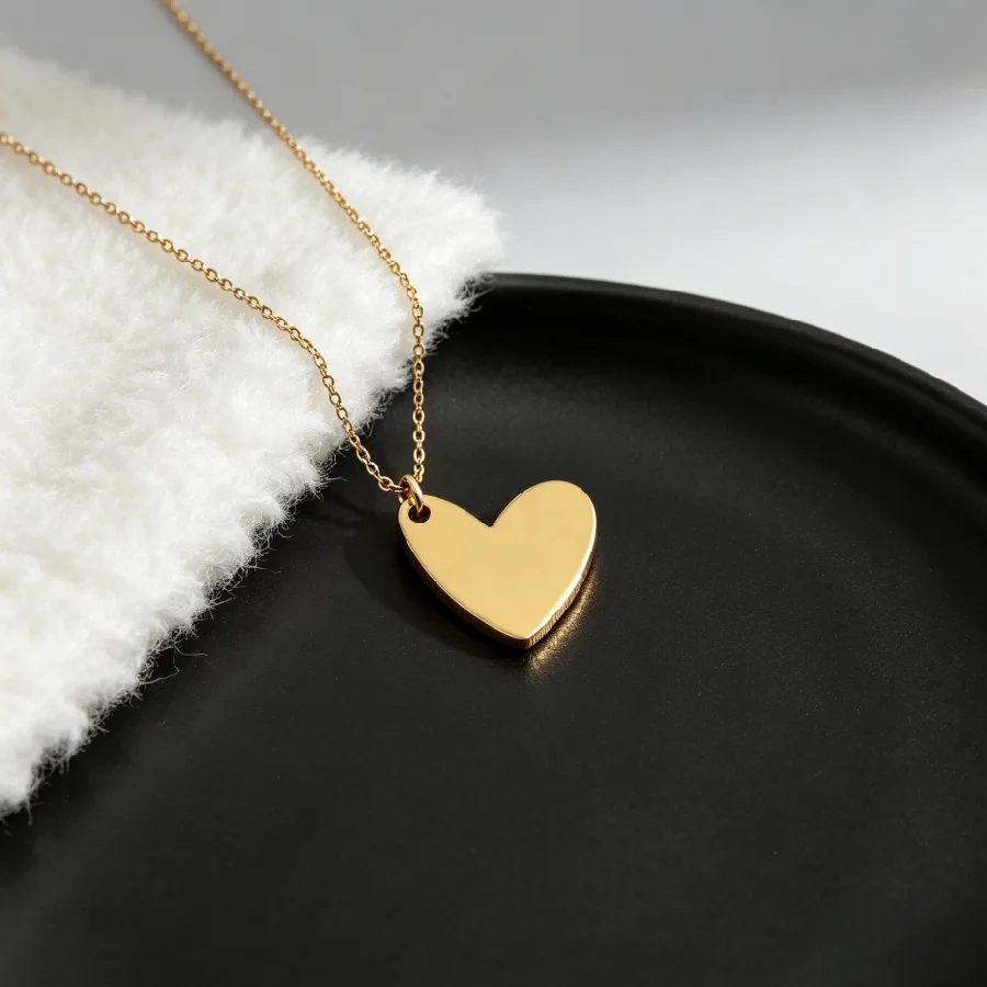 Fnixtar 10Pcs Mirror Polish Love Heart Pendant Necklace Stainless Steel Lover Necklace For Mens Women's Gift Jewelry