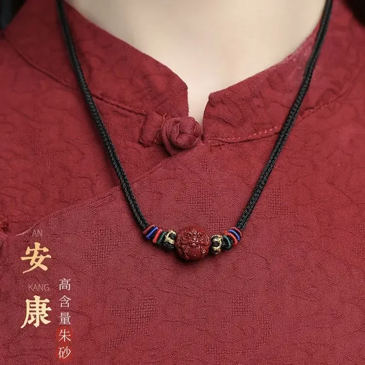 

Mencheese Dragon Year Fidelity Cinnabar Chinese Zodiac Pendants Purple Gold Sand Necklace Pendant Charm Clavicle Chain