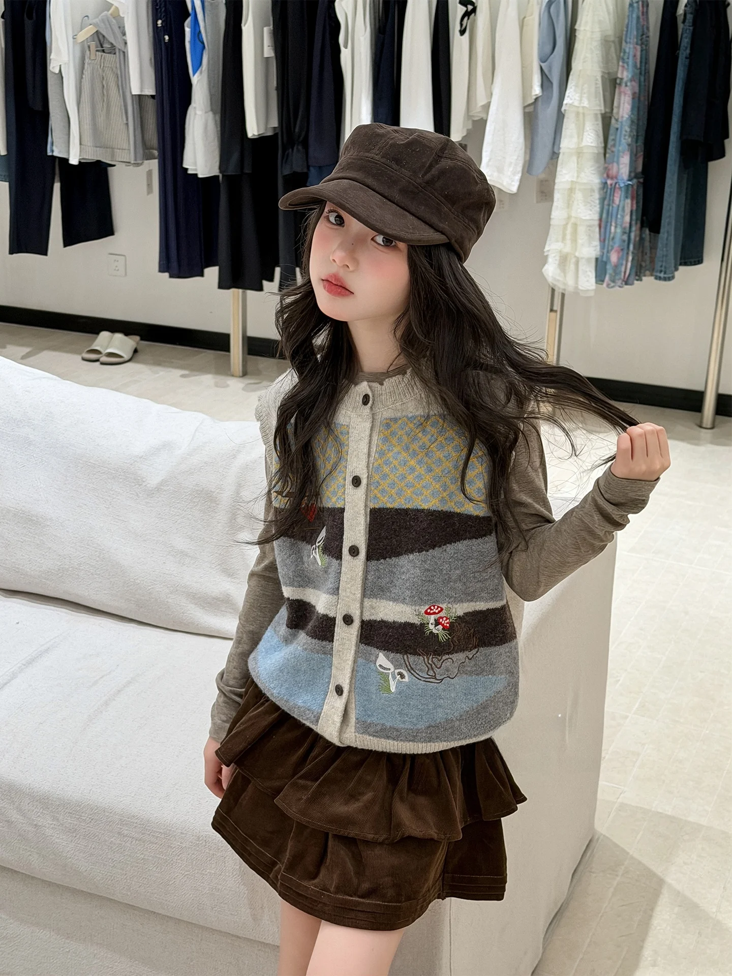 korean-style-wool-blend-vest-for-girls-big-kids-shoulder-pad-breathable-comfortable-knittedwear-casual-dailywear