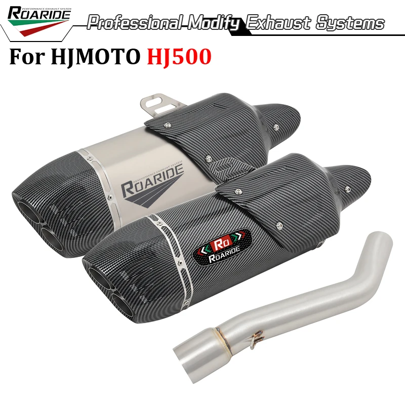 

Double Hole Muffler For HJMOTO HENGJIAN HJ500 HJ 500 Motorcycle Exhaust System Modify 51MM Escape Moto Middle Link Pipe Slip On