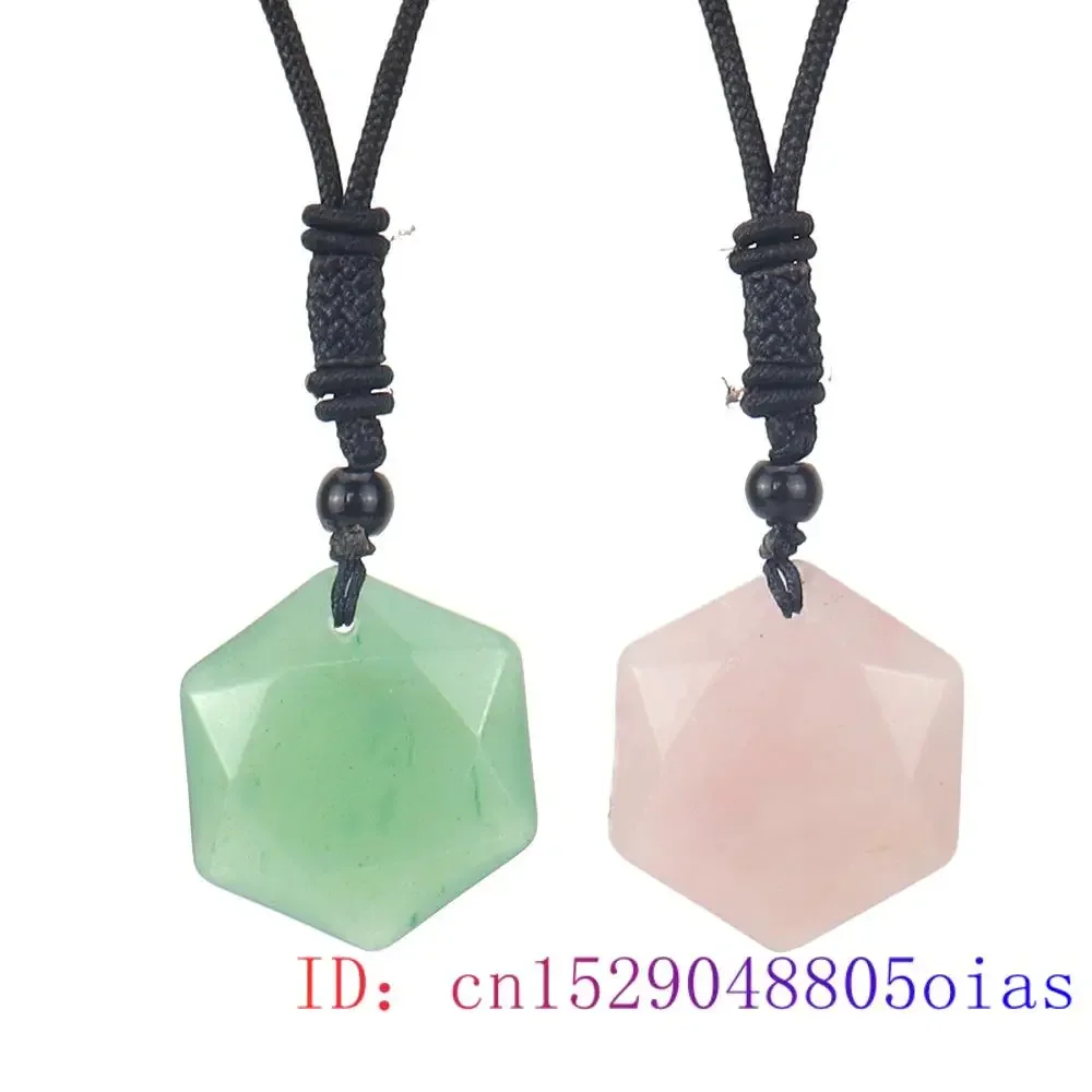 Jade Hexagram Pendant Necklace Talismans Pendants Real Stone Vintage Amulet Natural Necklaces Charms Chinese Amulets Jewelry