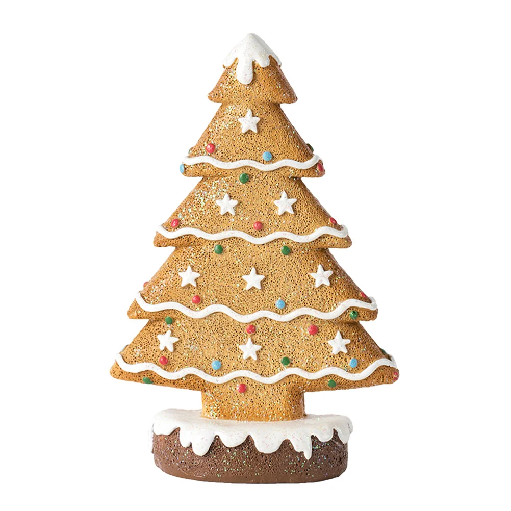 

Resin Gingerbread Christmas Tree Ornament Festive Tabletop Decor for Holiday Home Dining Room Mantel Desktop Decoration