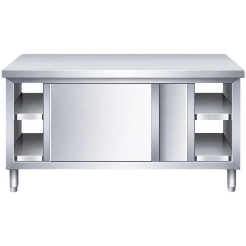 304 stainless steel workbench, kitchen console, commercial bench, household sliding door, welded locker, baking