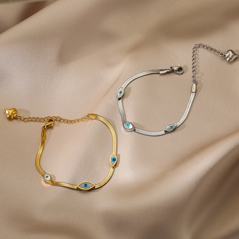 NEWBUY High Quality Non-Fading 316L Stainless Steel Jewelry Gold/Silver Color Evil Eye Choker Chain Bracelet For Women Girl Gift