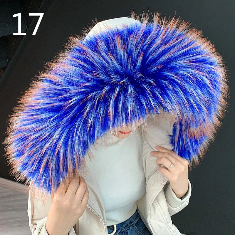 80cm Plush Faux Fur Scarf Women Fashion Fluffy Trim Strip Fake Collar Scarf For Down Coat Decorative Shawl Clothes Accessories