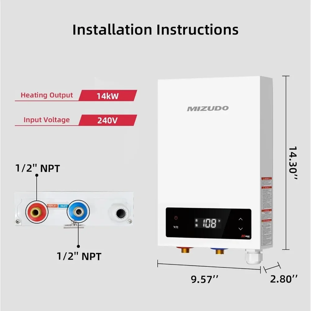 Tankless vize melegítő Elektromos, 14KW 240volt, 2-3 Ceruzahegy bel watercolor, Be Kelendőség hotsale vize melegítő, vel ledes Digitális kijelző, Védés Betűköz