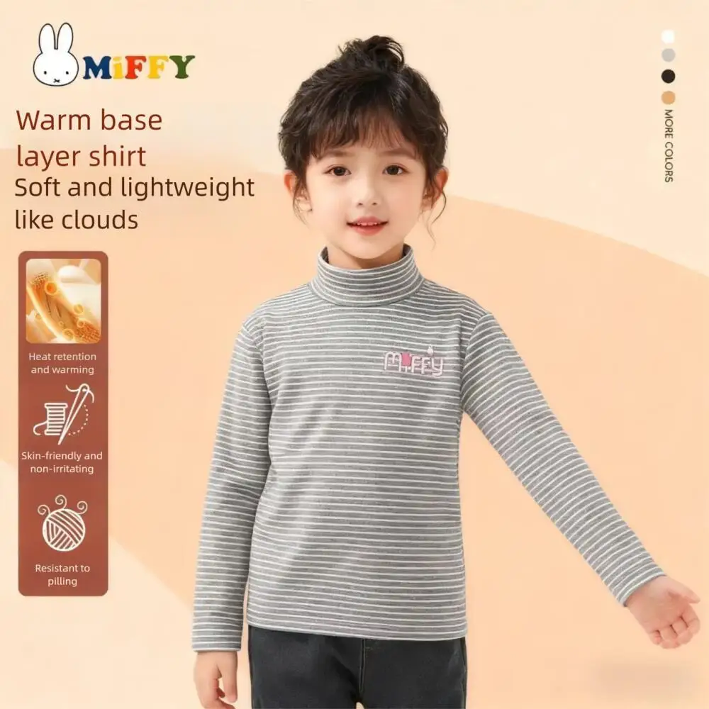 

Miffy children's loose bottom shirt autumn long sleeved T-shirt children's trendy striped half high neck autumn shirt