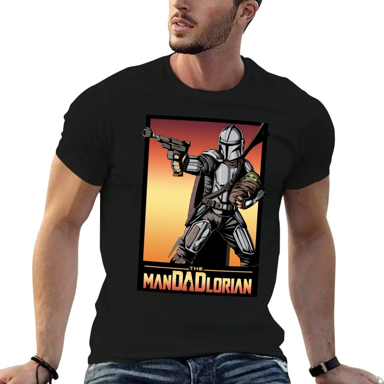 Man-DAD-lorian: He Protect T-Shirt funny t shirts man t shirt man casual t shirt custom print T-Shirt