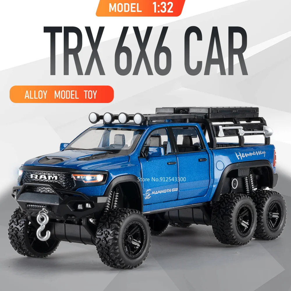 1:32 Scale TRX 6X6 Hellcat Car Model Toy Doors Opened Sound Light Cars Pull Back Alloy Diecast Vehicle for Kids Birthday Present