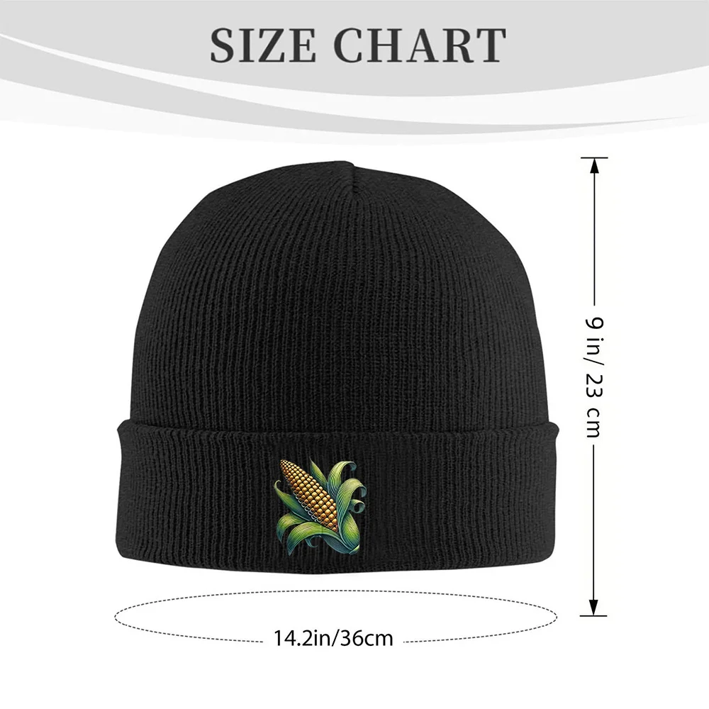 Corn Cob Print Knit Beanie Hat for Men Women, Warm Stretchy Acrylic Beanie for Fall Winter Daily Outdoor Wear