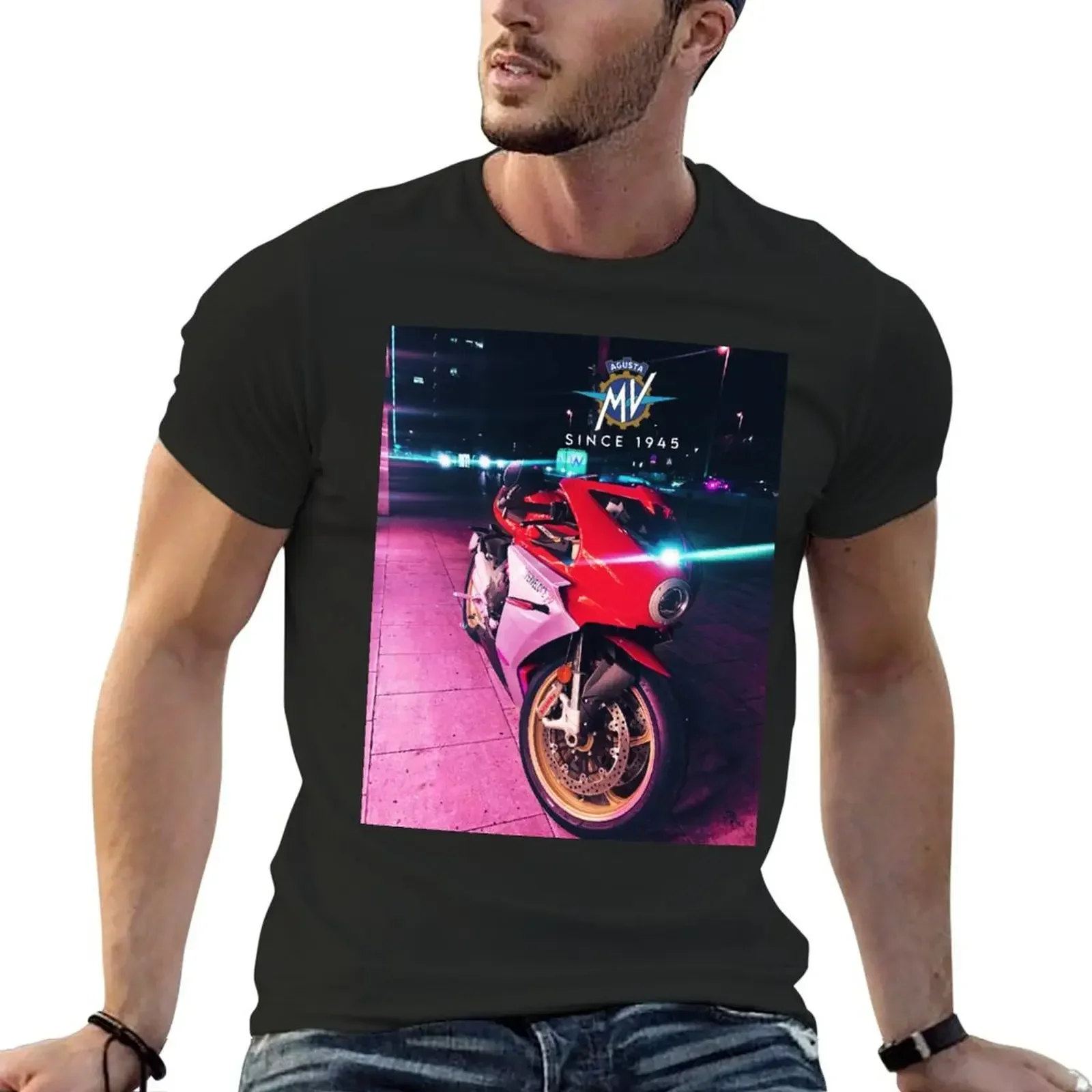 Mv agusta superveloce with Logo T-Shirt customizeds cotton graphic tees customs design your own summer top mens workout shirts