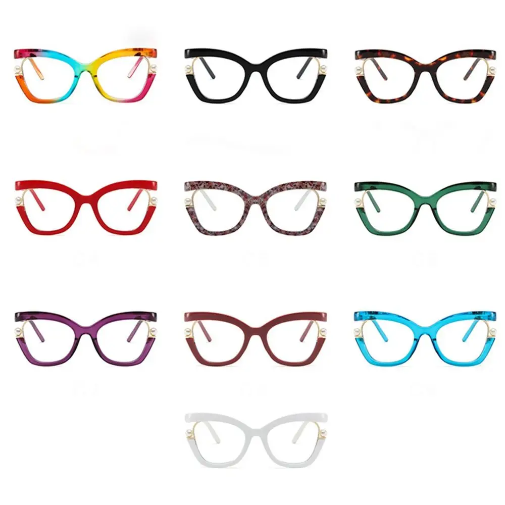 Cat Eye Rainbow Women Sunglasses Luxury Gradient Candy Color Summer Glasses Vintage Pearl Cat Eye Optical Glasses Frame Travel