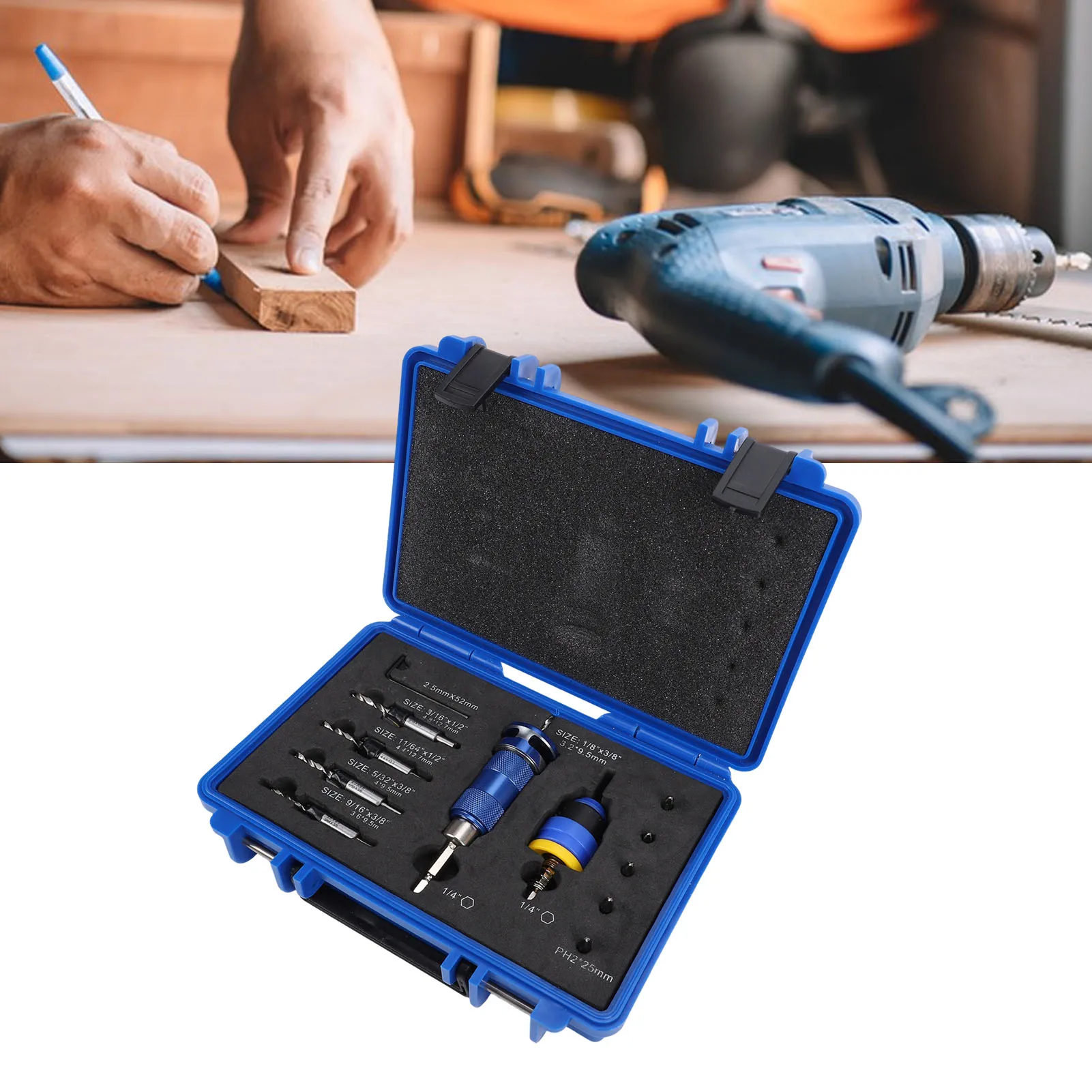 

Набор зенкеров 3.2-4.8 мм с регулируемым ограничителем глубины для деревообработки