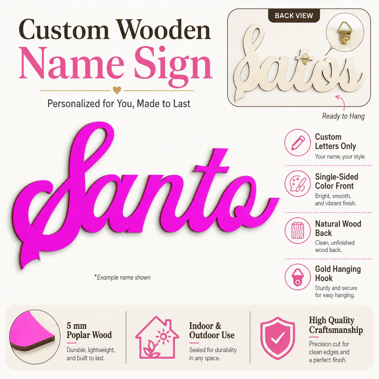 Home Decor Gold - Letrero de Madera Personalizado con Nombre,