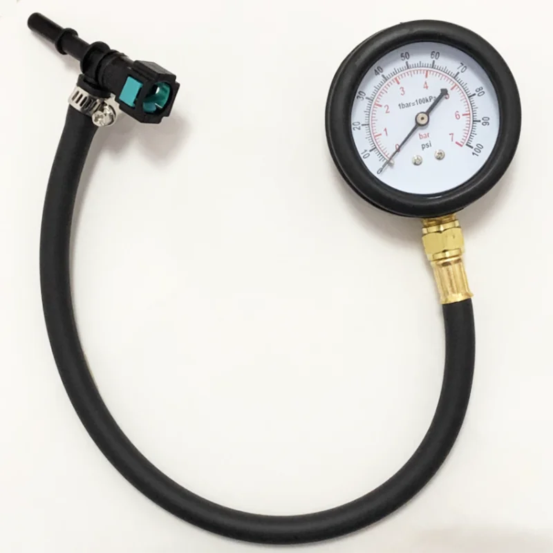 Quick Connected Fuel Injection Pump Pressure Tester Gauge with Valve 0-100PSI 6.3/7.89/9.49