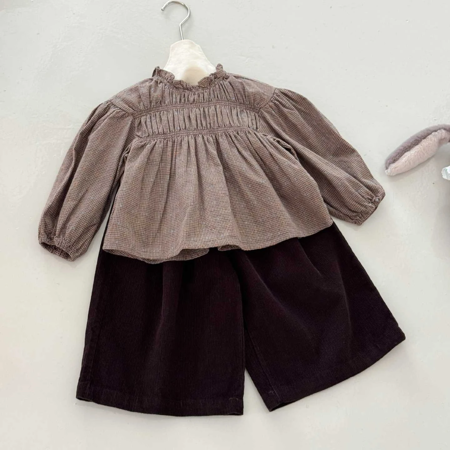 Girls Shirt 2026 Autumn and Winter New Children's Clothing Korean Style Girl Baby Foreign Gas Plaid Lotus Collar Doll Shirt