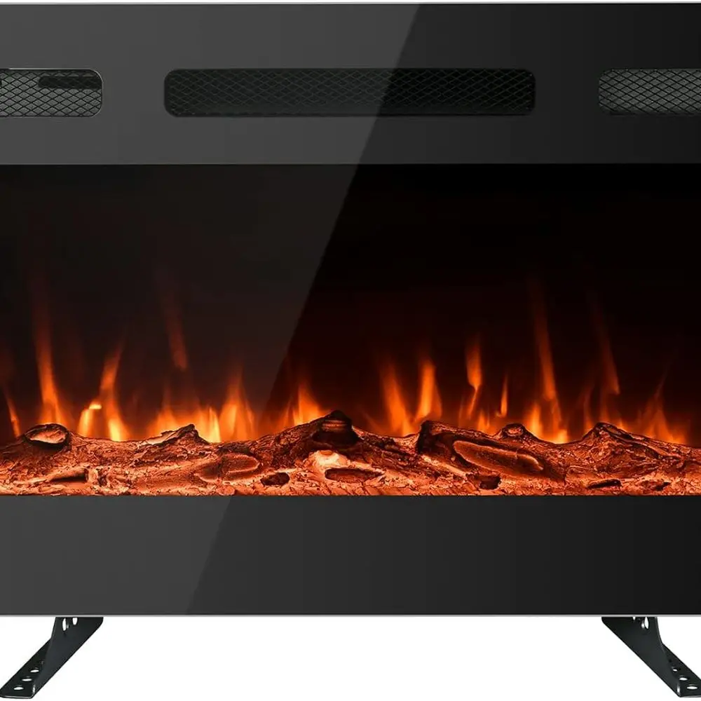 

30 Wall-Mounted Electric Fireplace with Linear Style, Remote Control, 750W/1500W Power Options