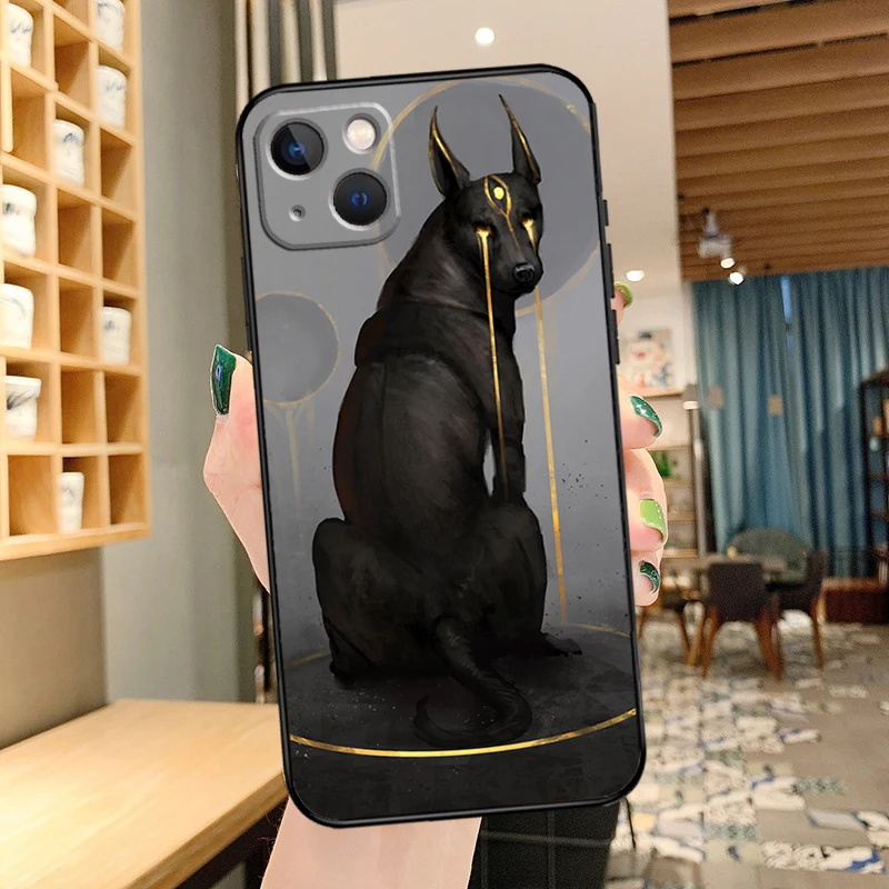 مصر نفرتيتي أنوبيس جراب هاتف آيفون 15 برو ماكس 14 13 12 11 16 برو ماكس ميني XR 15 16 زائد 16e غطاء كوكه