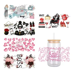 Business Women Boss Girl Lady Pattern UV DTF Transfer Sticker Waterproof Transfers Decals For 16oz Glass Cup Wrap Stickers