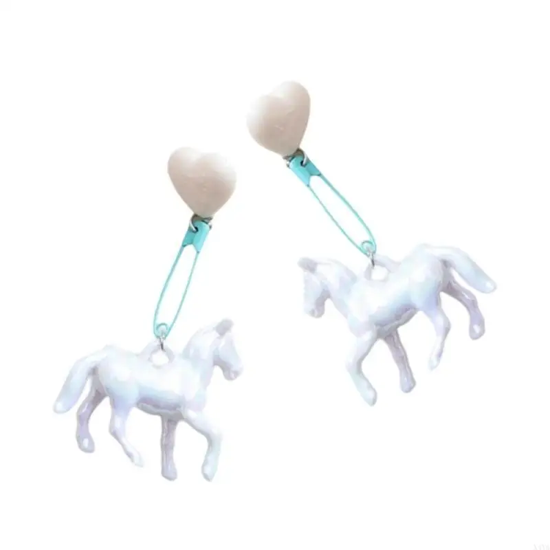 

X4YA Стильные серьги-лошади с подвеской в ​​виде сердца и скрепки, модные аксессуары, подходящие для разных случаев