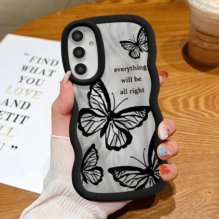 حافظة لهاتف سامسونج جالاكسي A15 A26 A34 A36 A33 A35 A16 A13 A14 A11 A12 A21s غطاء هاتف ناعم فراشة جميلة