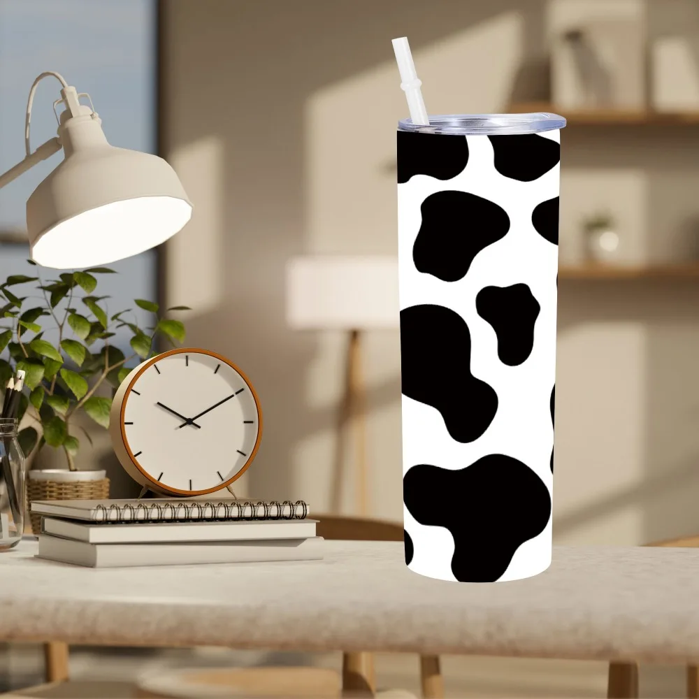 Cow Print Tumbler with Lid and Straw Insulated Thermal 20 oz Cow Print Cups Cute Coffee Cup Tumbler for Outside Travel Camping