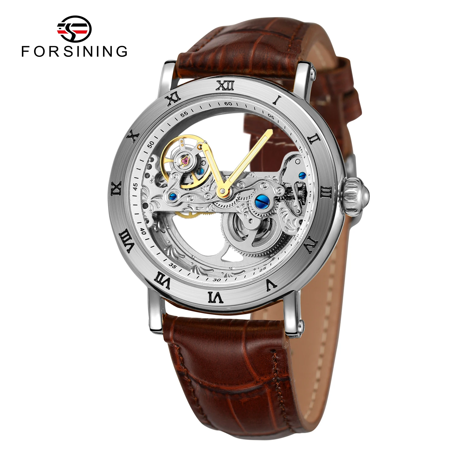 FORSININGHollow Skeleton Automatic Movement Man Watch Mechanical Waterproof Male Wrist Watches Original Top Brand Luxury