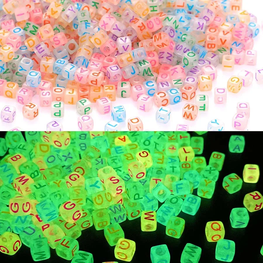 100pcs Luminous Acrylic Beads Letters And Numbers,For Making Bracelets, Necklaces, Earrings, Party Gifts, Jewelry Accessories