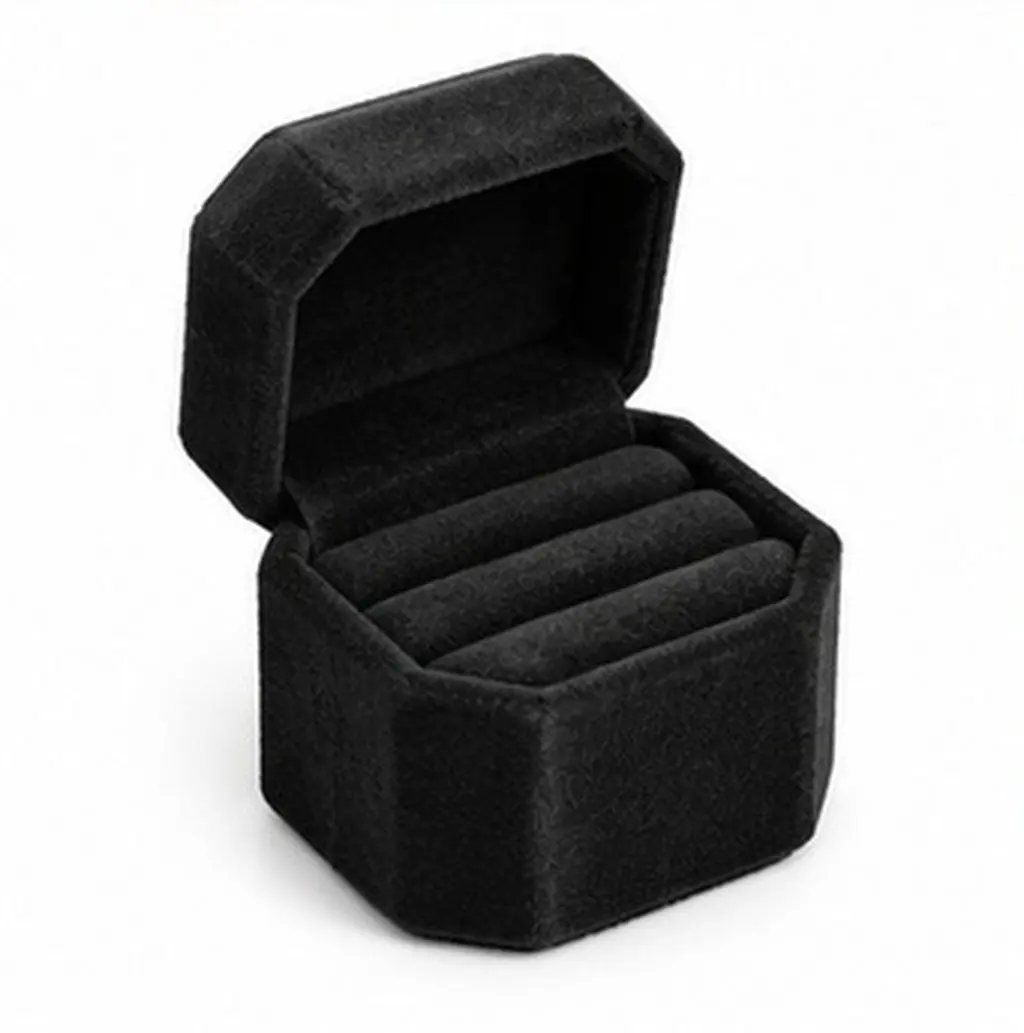 Octagon Shaped Rings Box Featuring 3 Dedicated Slots Soft Flannel Lining Luxury Presentation Case for Proposal Engagement