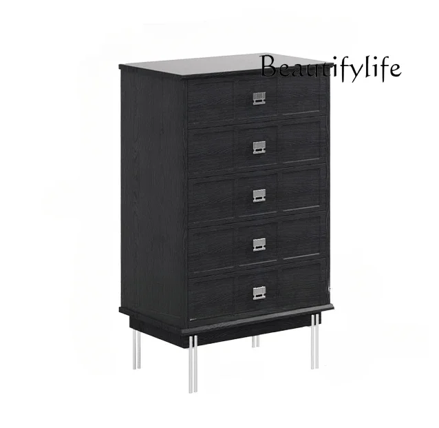 N40 French retro dining side cabinet integrated chest cabinet against the wall high-end bedroom solid wood storage six chest cab