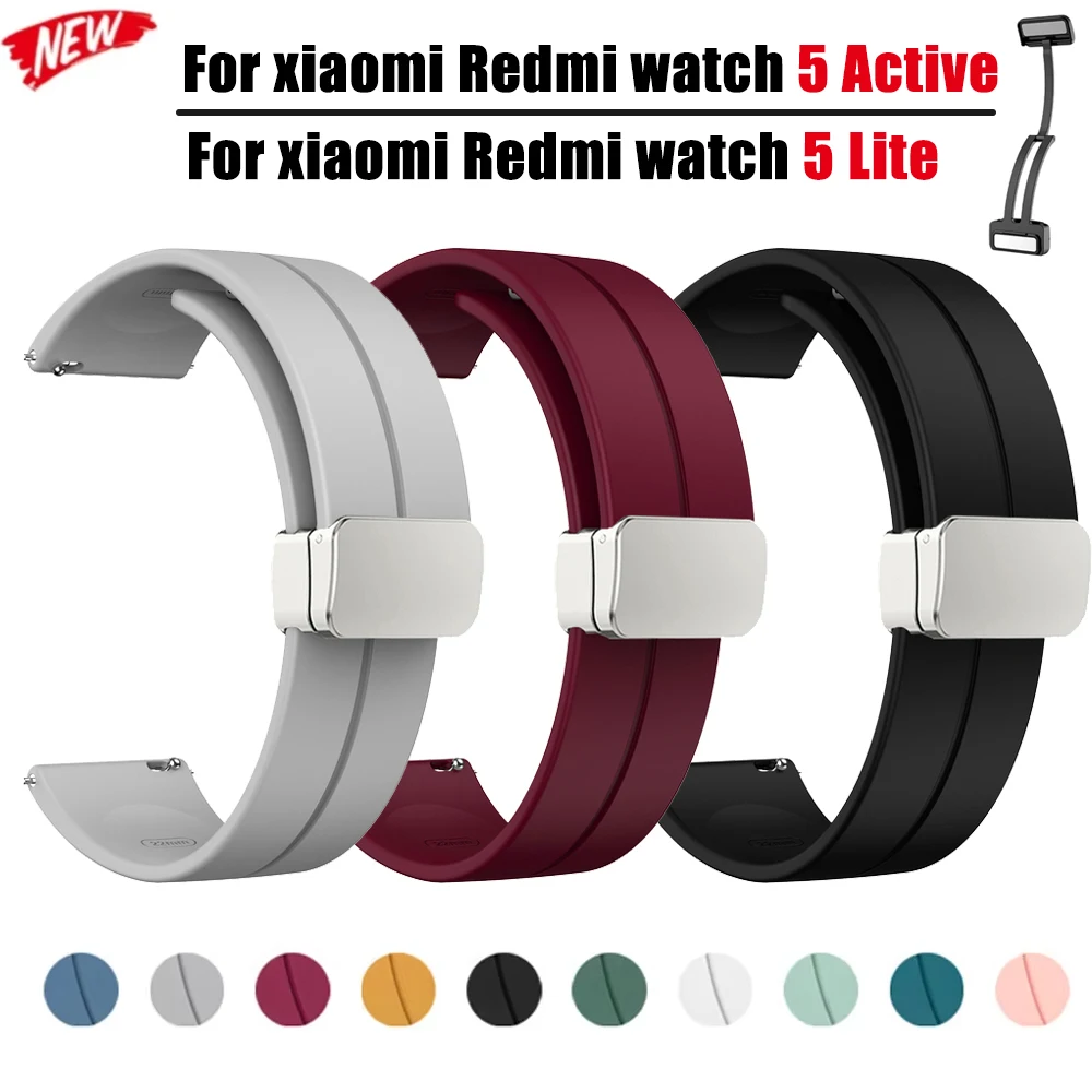 Magnetic Silicone Strap For Redmi Watch 5 Active Sports Breathable Smart Watchband Replacement For Redmi Watch5 Lite Accessories