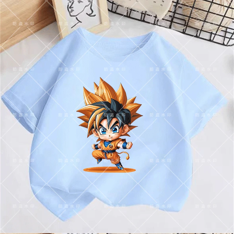 Sudadera con capucha de DragonBall para niños y niñas, de manga corta Camiseta deportiva, Goku, ropa de verano, 2024