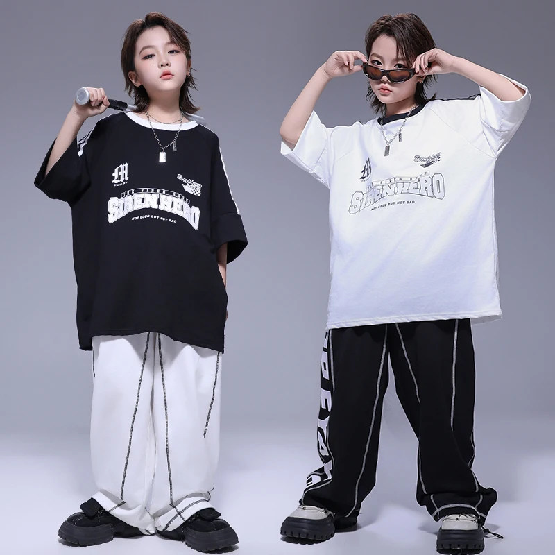 Boys Hip Hop Clothing Pullover Tshirt Joggers Pants Girls Street Dance Sweatshirts Clothes Set Kids Costumes Children Streetwear