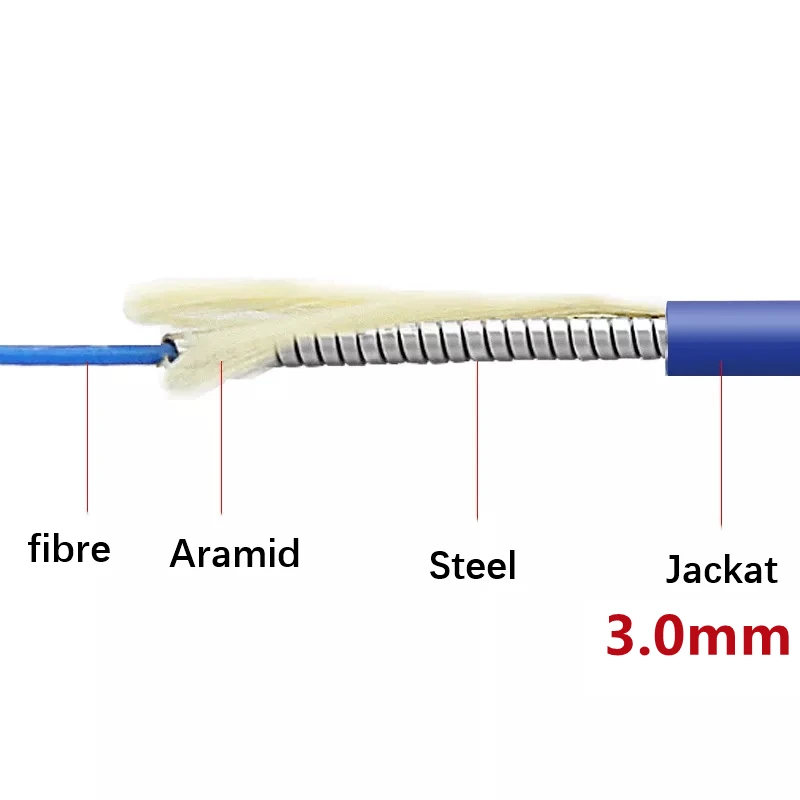 Imagem -02 - Cabo de Remendo Ótico Azul Blindado de Núcleos 40m120m Único Modo 100m 50m sc Lc-lc fc st Scapc Lcapc 2c E2000 Jumper Ftth