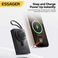 Essager 10000mAh Magnetic Power Bank 5 in 1 Wireless Fast Charger Stand With USB C Cable For Magsafe iPhone Watch Earbuds Xiaomi