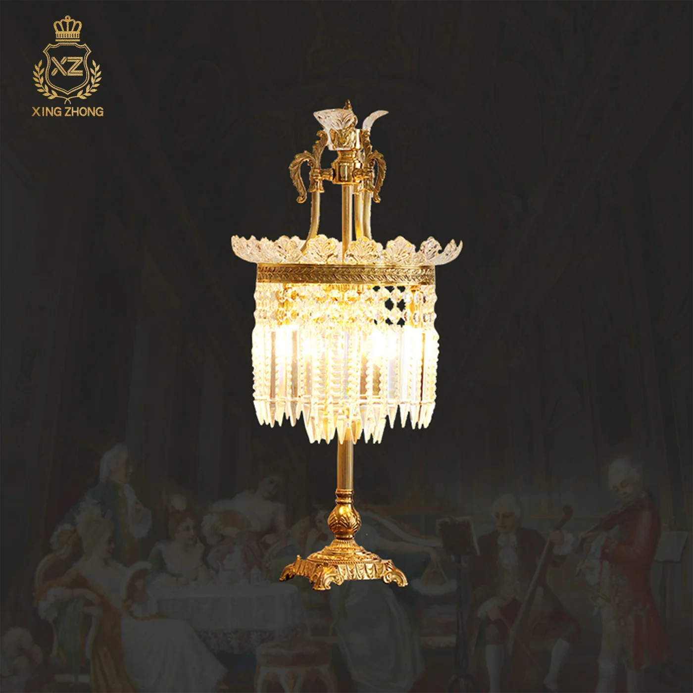 European Living Room Coffee Table Decorative Luxury Crystal Table Lamp Classic Brass Bedroom Study Reading Light