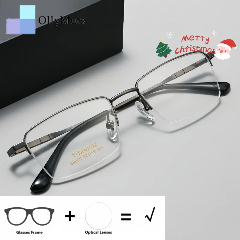 

KIZN деловые мужские очки из чистого титана с оптической оправой по рецепту, очки в полуоправе для близорукости и дальнозоркости, прогрессивные очки с рецептами 900ZM