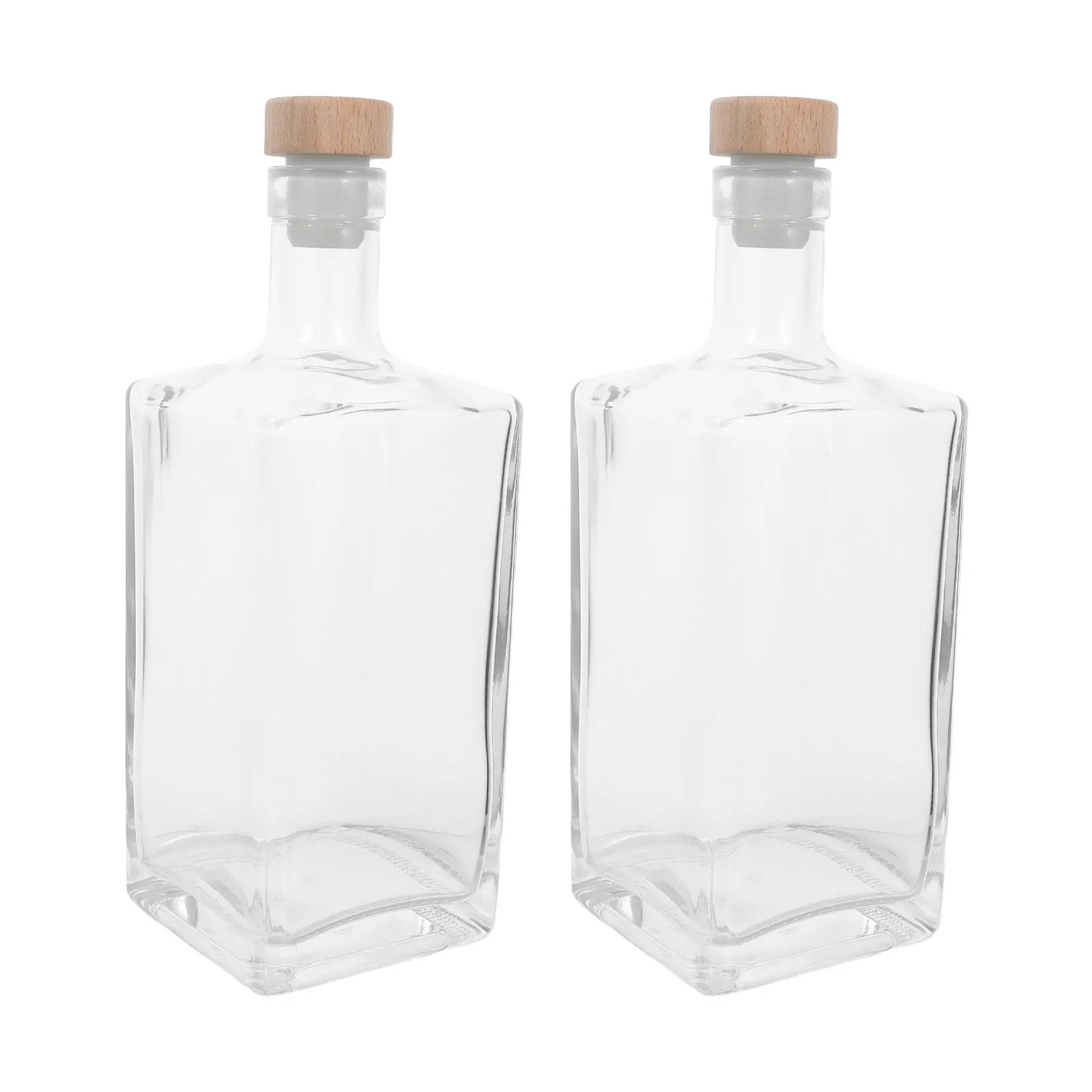 2pcs 500ml/16oz Clear Empty Glass Bottles With Corks Glass Wine Bottles With Lid Reusable Wine Canisters For Liquor Whiskey Beer