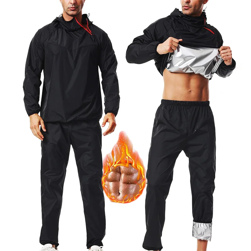 MrifDila Men Sauna Suit Weight Loss Sweat Suit Boxing Exercise Sweat Sauna Open Neck Zipper Sauna Suit for Men Training Gym