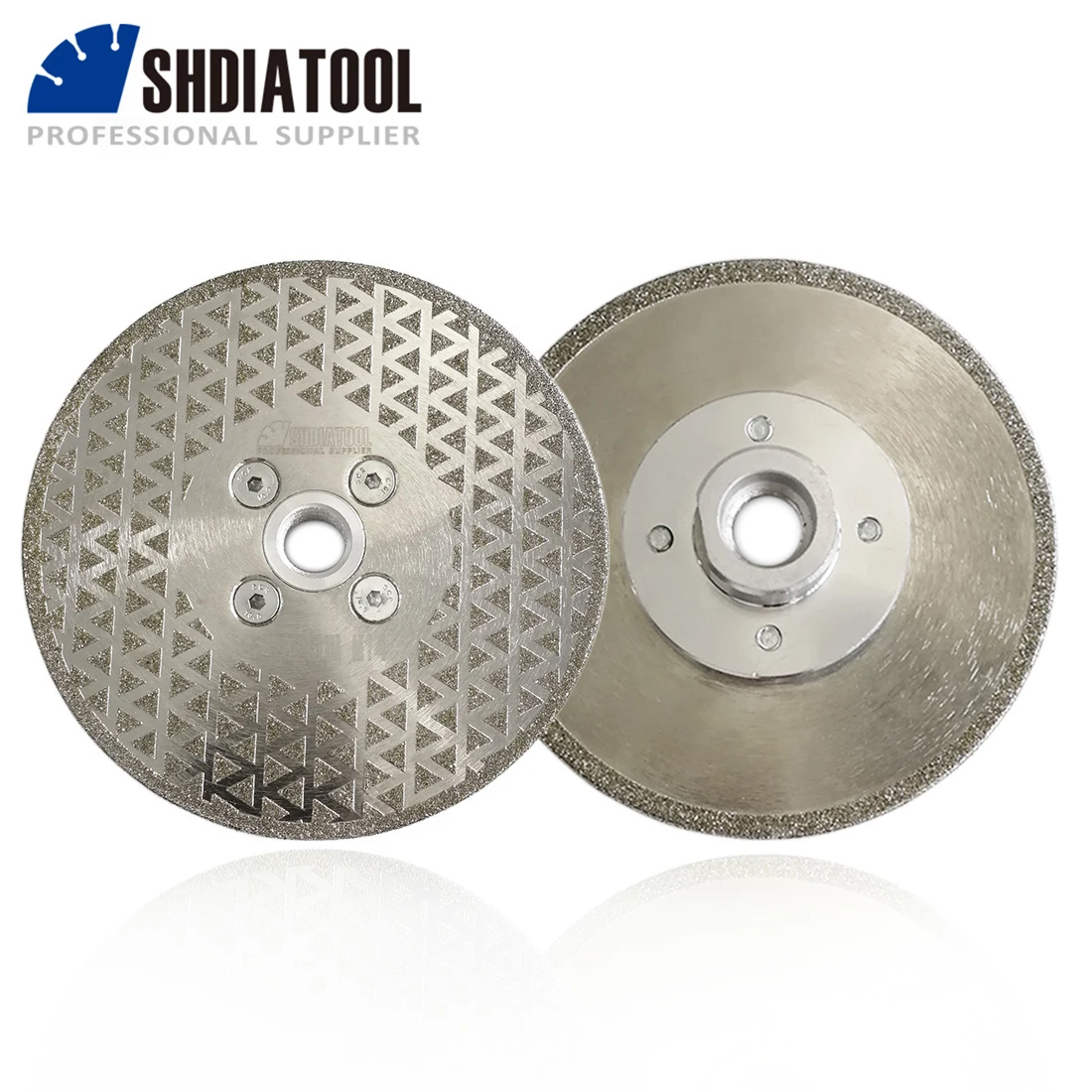 SHDIATOOL 2pcs 5inch/125mm Single Side Coated Electroplated Diamond Cutting Disc 5/8-11 Flange Saw Blade Diamond Grinding disc