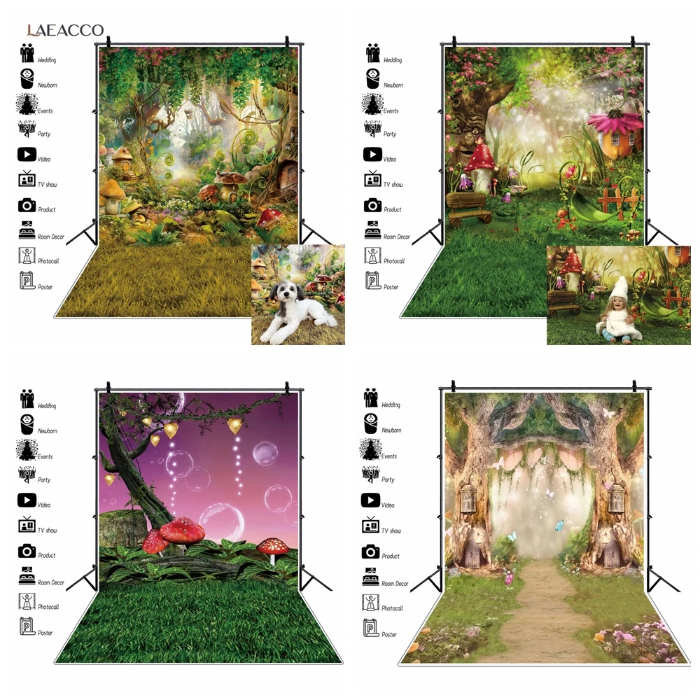 

Laeacco Dream Forest Spring Jungle Backdrop Fantasy Fairy Tropical Scenery Family Shoot Background Photography for Photo Studio