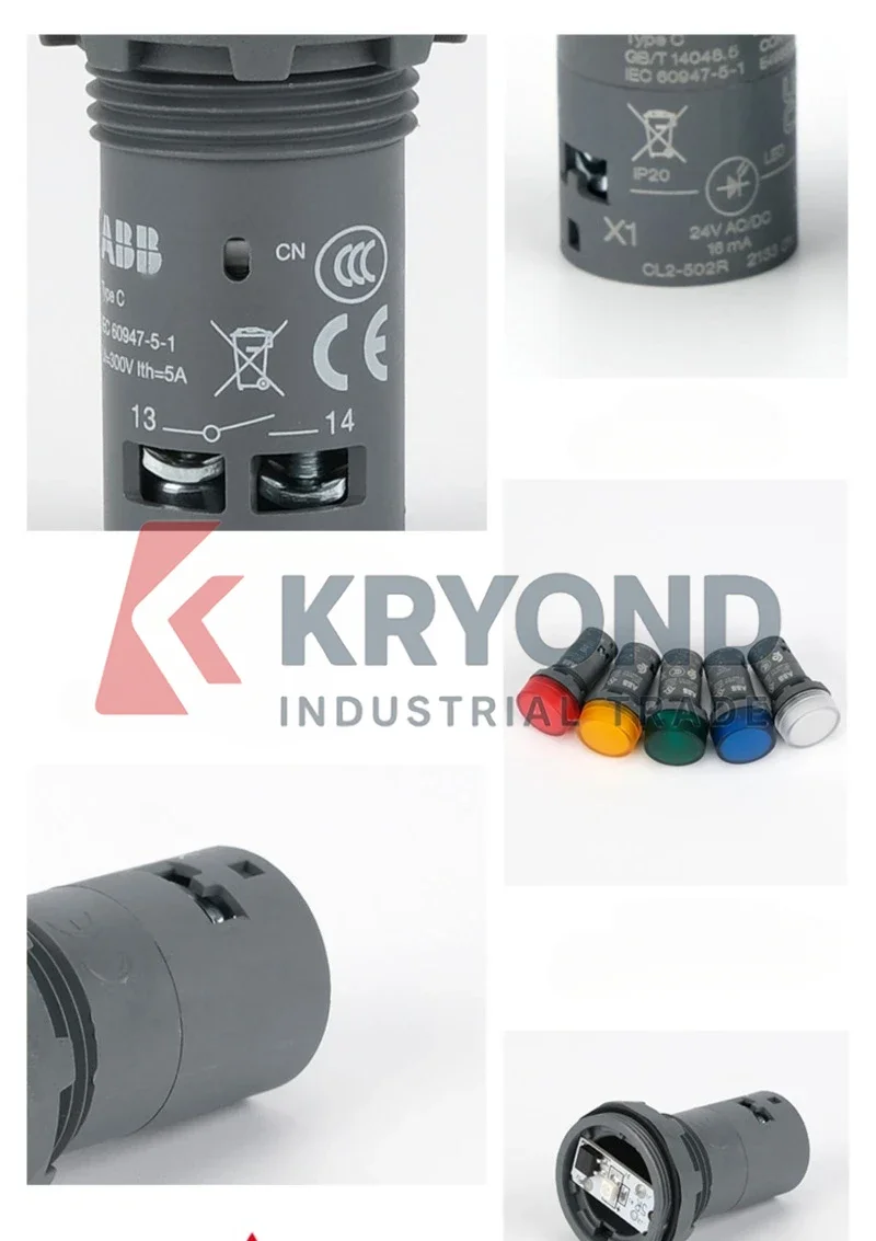 ABB CL2 سلسلة LED مصباح إشارة CL2-502R CL2-502G CL2-502Y CL2-502L CL2-502C CL2-523R 24V AC/DC المنتج الأصلي
