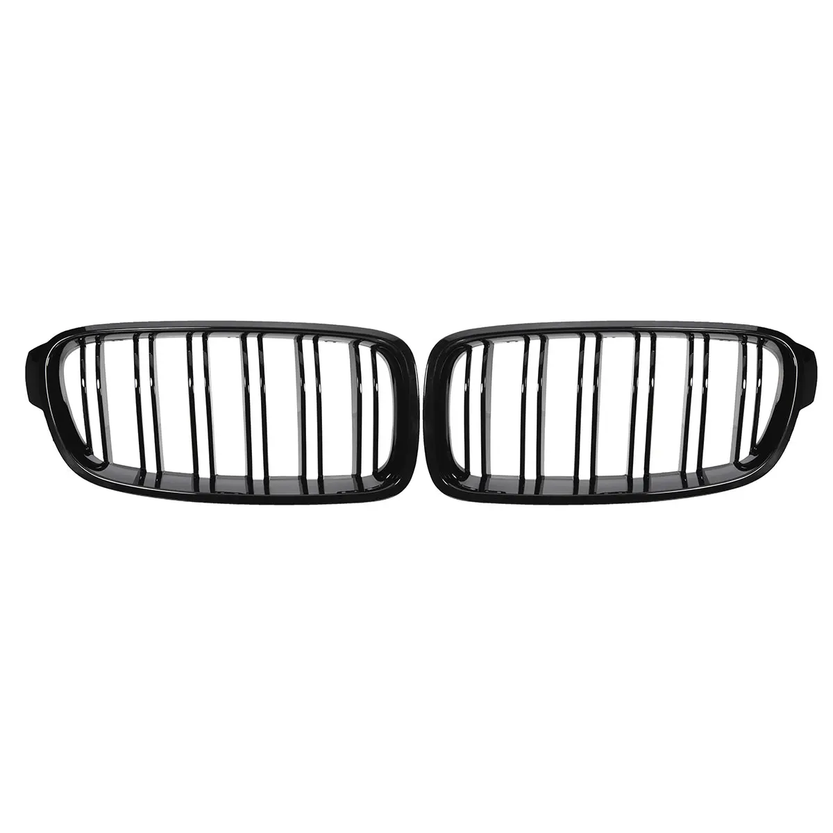 Paar Frontstoßstangen-Renngrills mit Doppellinien für BMW 3er F30 F31 F35 F80 2012-2018, glänzend Schwarz, Nierengrills